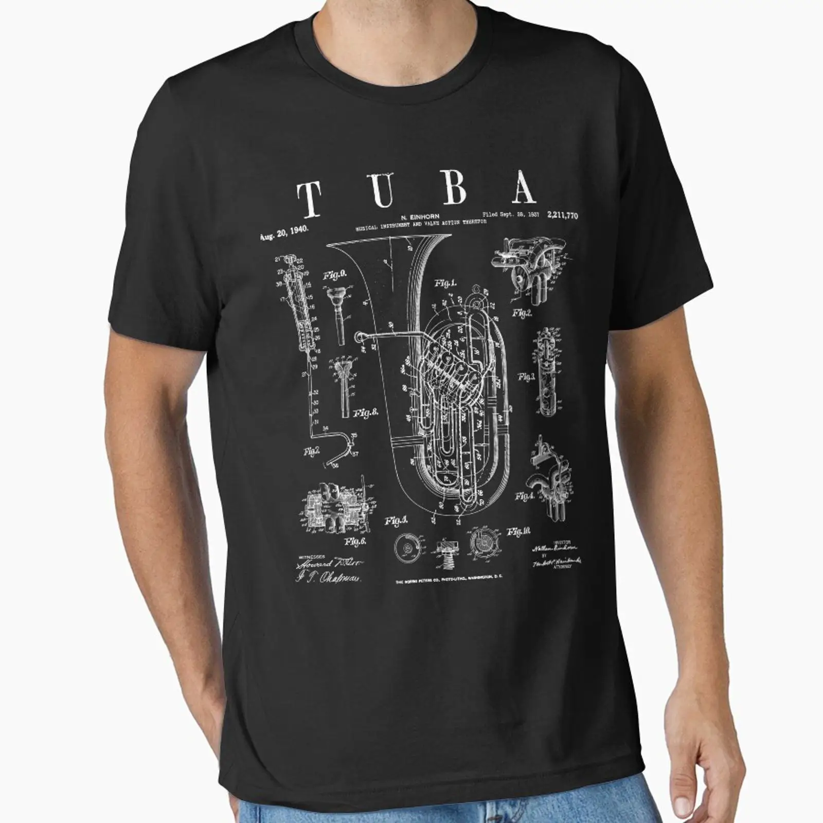 Vintage Fashion Drawings - Винтажная футболка с принтом «Tuba Vintage