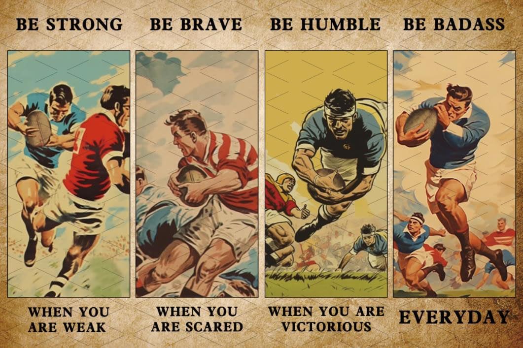Vintage Fashion Posters - Металлическая табличка Flyhaw Vintage Rugby с