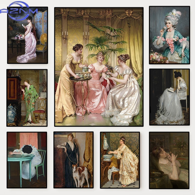 Vintage Fashion Wall Art - Постер с портретом женщины эпохи Возрождения,