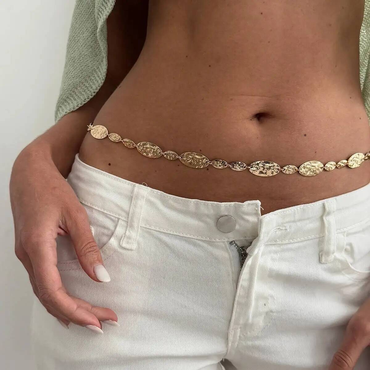 Z Vintage Fashion - IngeSight.Z Простая винтажная металлическая цепочка на