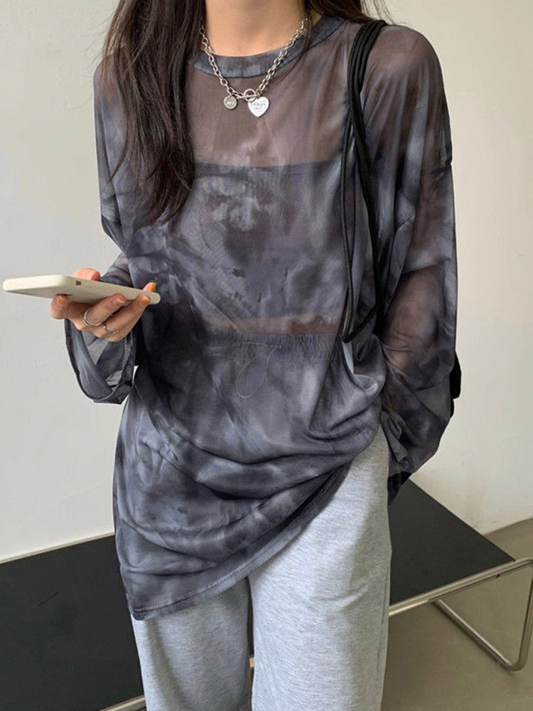 Tie Dye Shirt Vintage - Женская футболка Tie Dye с длинным
