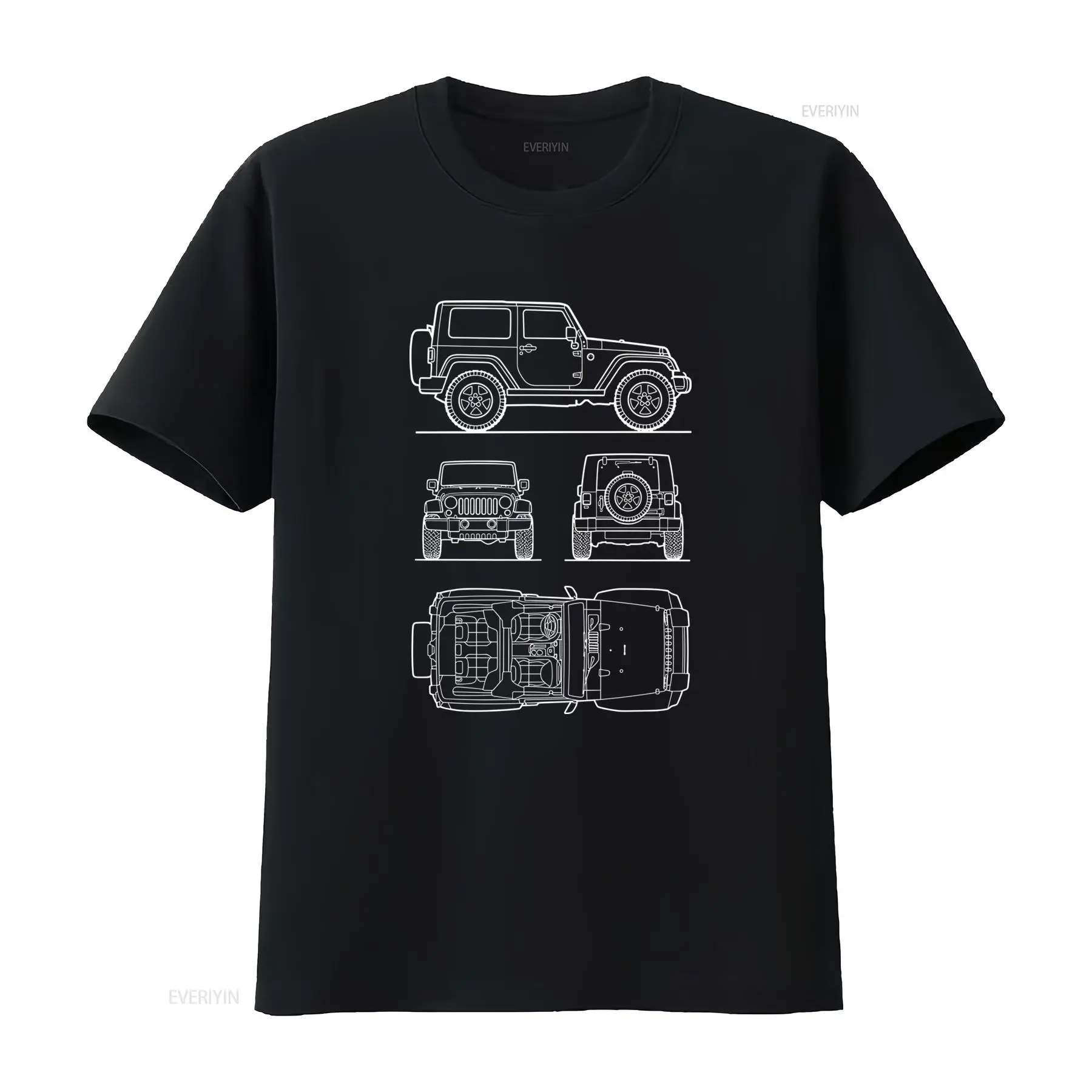 Vintage Fashion Drawings - Мужская футболка Off Road SUV Rubicon