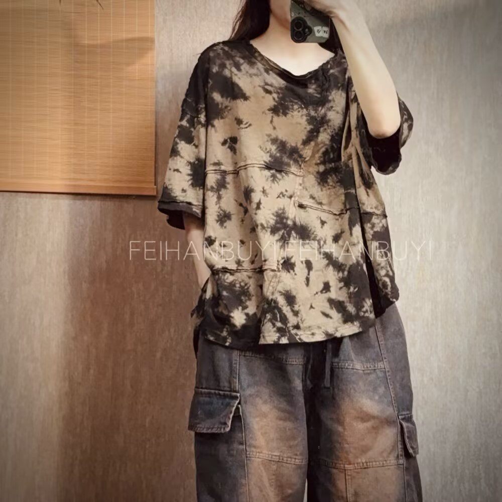 Tie Dye Shirt Vintage - Новая летняя женская футболка 2026 года