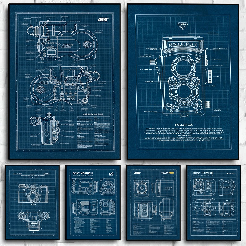Vintage Fashion Wall Art - Винтажный постер Leica Camera Blueprint, классическая