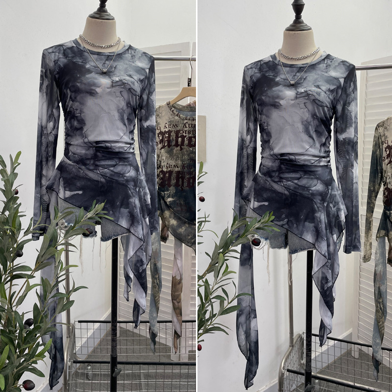 ISAROSE Y2K сетчатая футболка  – обзор и цена Tie Dye Shirt Vintage