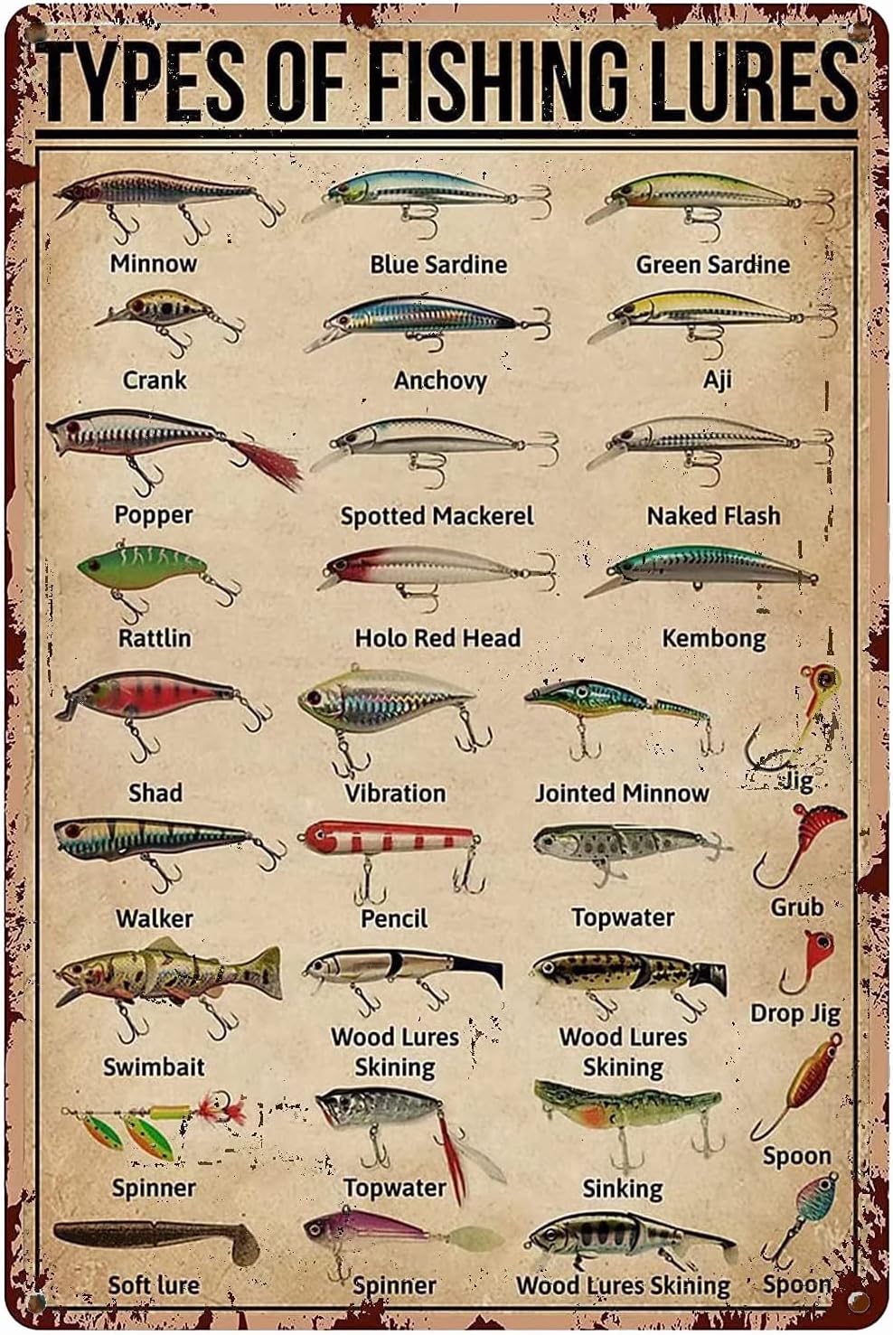 1d,TYPES OF FISHING LURES Знан – обзор и цена Vintage Fashion Posters