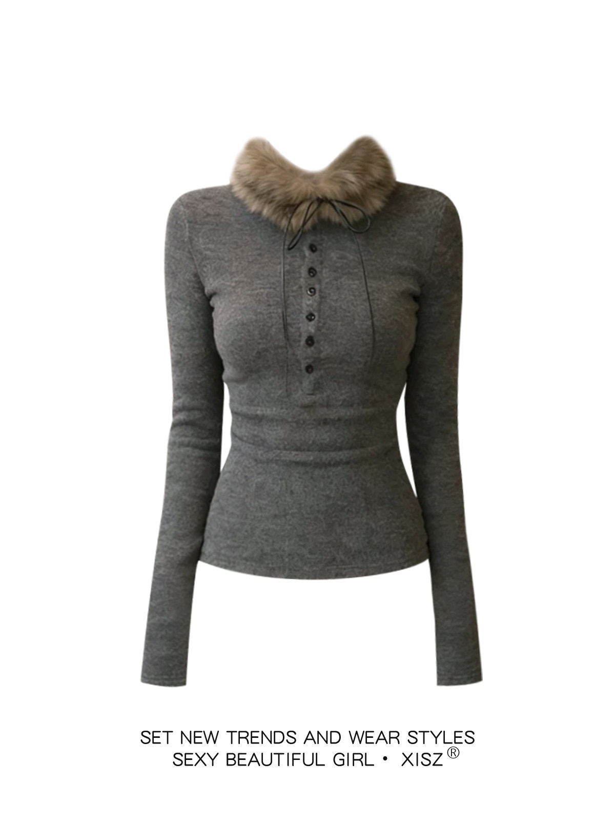 Женская серая готическая футбо – обзор и цена Turtleneck Knit 90S