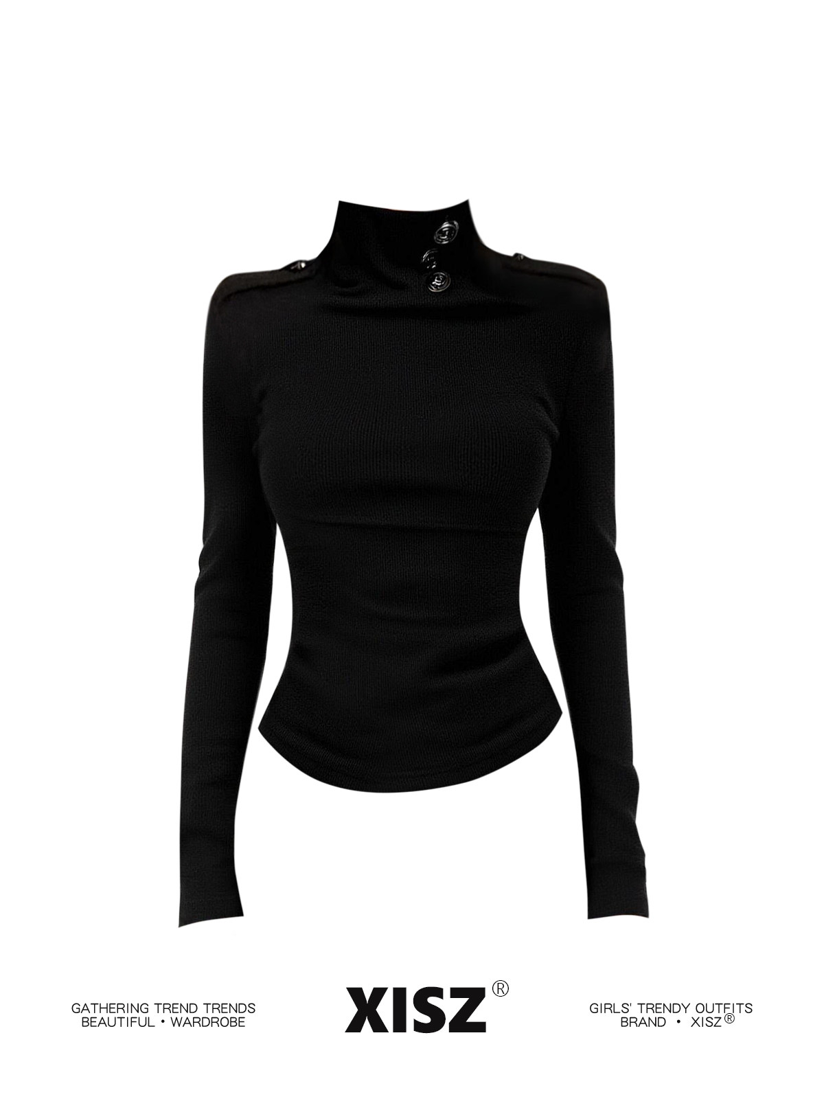 Женская черная готическая футб – обзор и цена Turtleneck Knit 90S