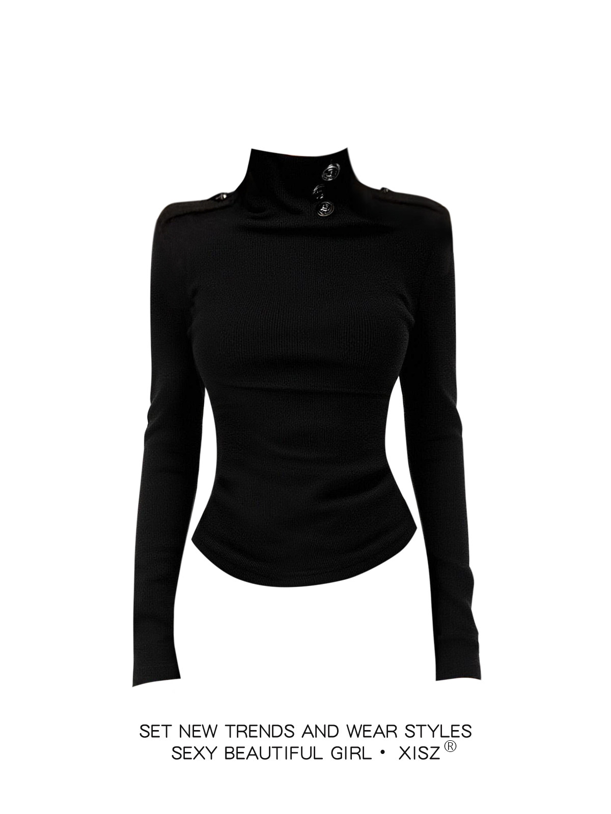 Женская черная готическая футб – обзор и цена Turtleneck Knit 90S